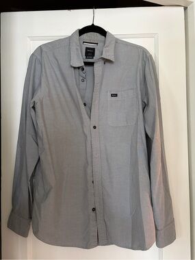 RVCA Men's Light Gray Long-Sleeve Button-Down Shirt
